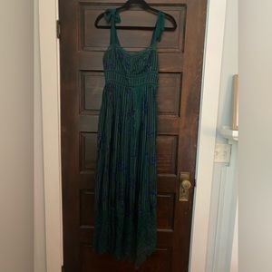 Free People Green long lace detail dress with bows